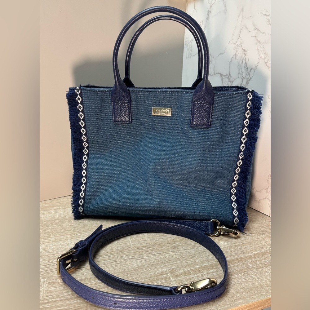 ❌SOLD❌KATE SPADE Morelia Place Denim Fringe Satchel/Crossbody